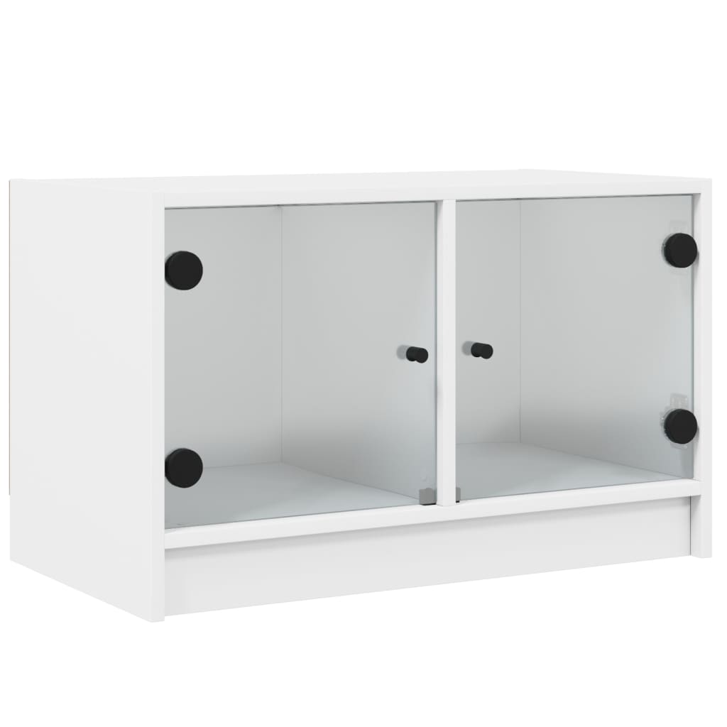 Meuble TV avec portes en verre blanc 68x37x42 cm - XIOS