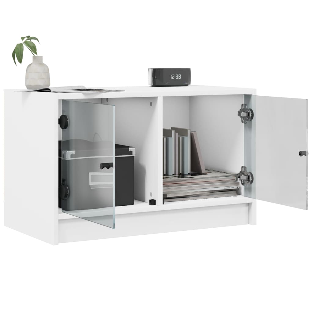 Meuble TV avec portes en verre blanc 68x37x42 cm - XIOS