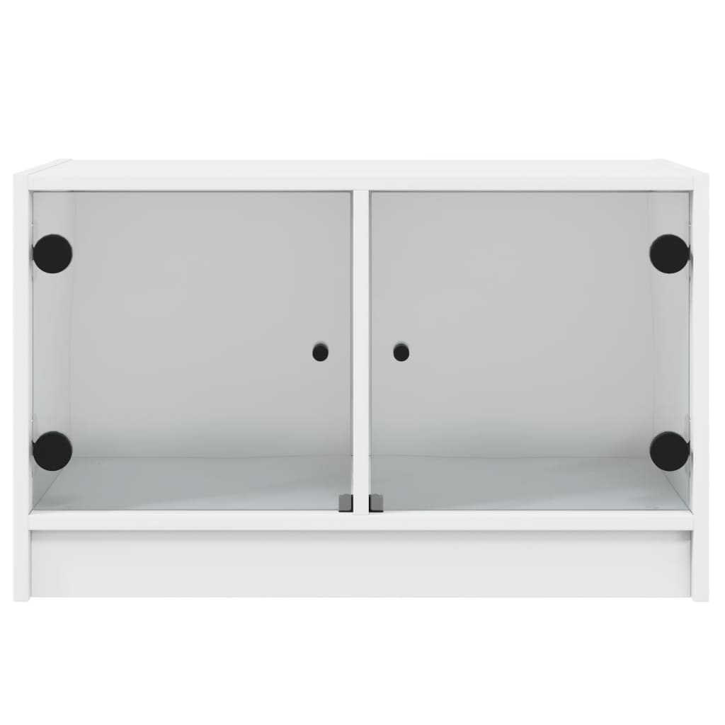 Meuble TV avec portes en verre blanc 68x37x42 cm - XIOS
