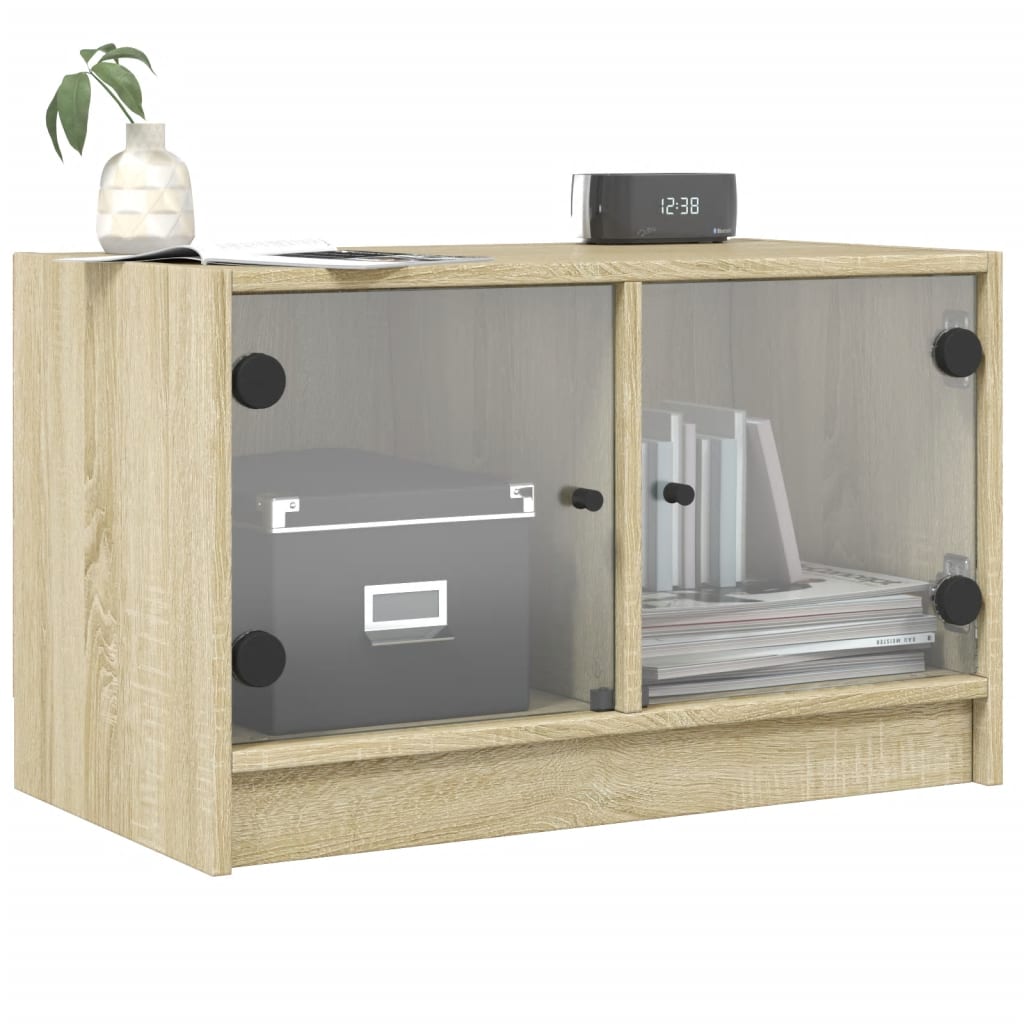 Meuble TV avec portes en verre chêne sonoma 68x37x42 cm - XIOS