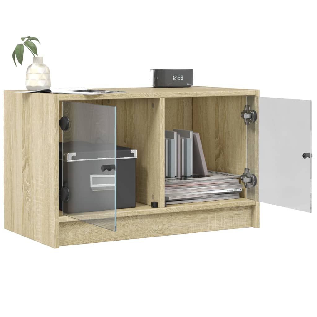 Meuble TV avec portes en verre chêne sonoma 68x37x42 cm - XIOS