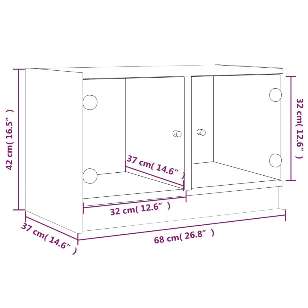 Meuble TV avec portes en verre chêne sonoma 68x37x42 cm - XIOS