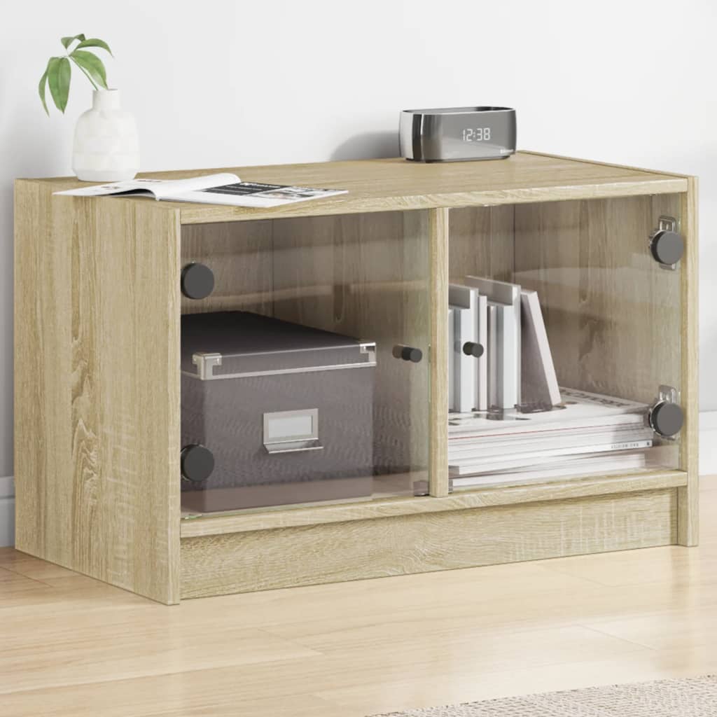 Meuble TV avec portes en verre chêne sonoma 68x37x42 cm - XIOS