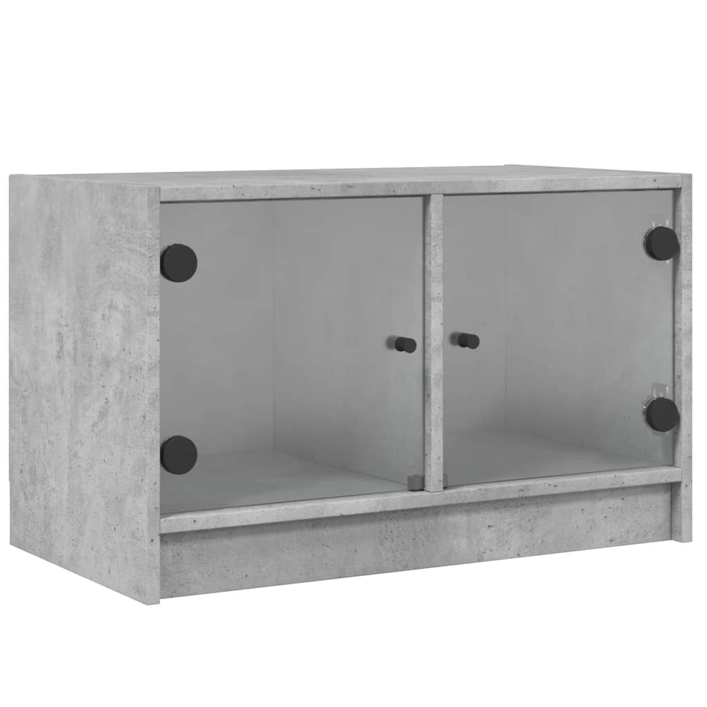 Meuble TV avec portes en verre gris béton 68x37x42 cm - XIOS