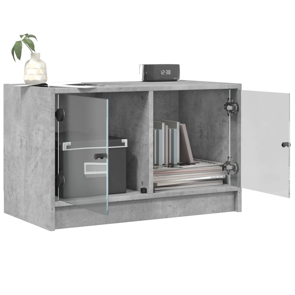 Meuble TV avec portes en verre gris béton 68x37x42 cm - XIOS