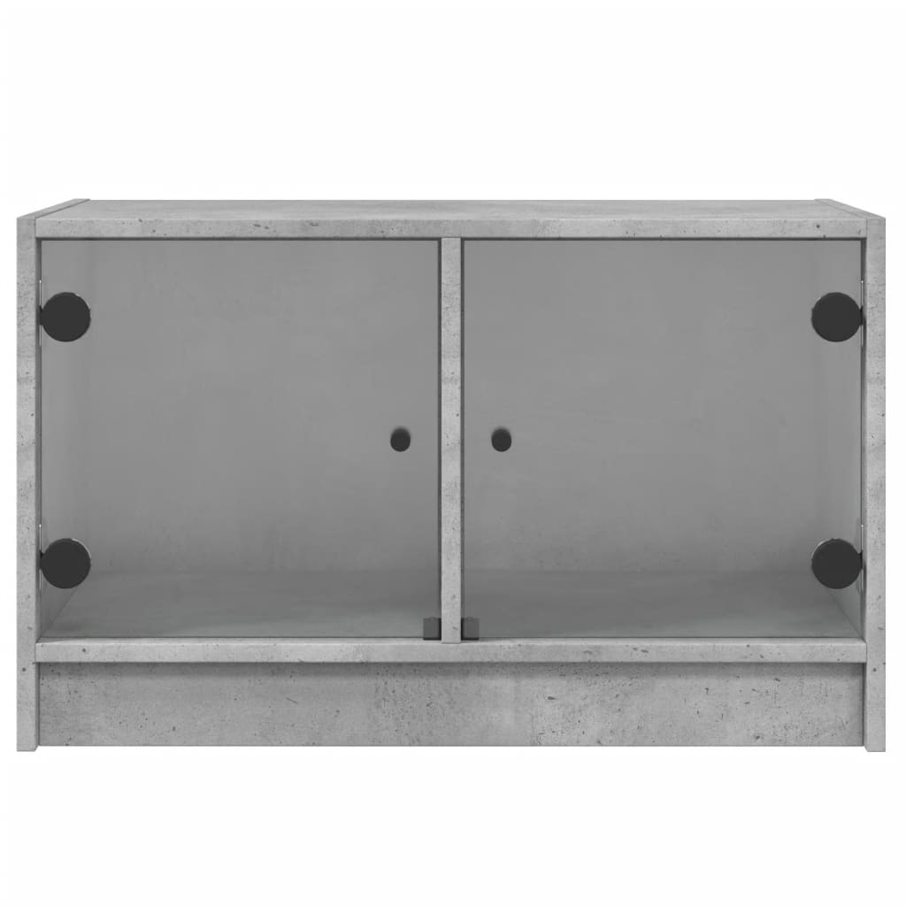 Meuble TV avec portes en verre gris béton 68x37x42 cm - XIOS