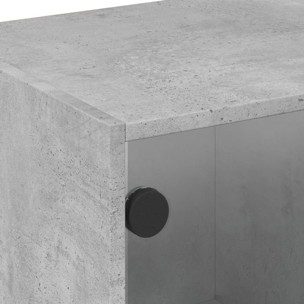 Meuble TV avec portes en verre gris béton 68x37x42 cm - XIOS