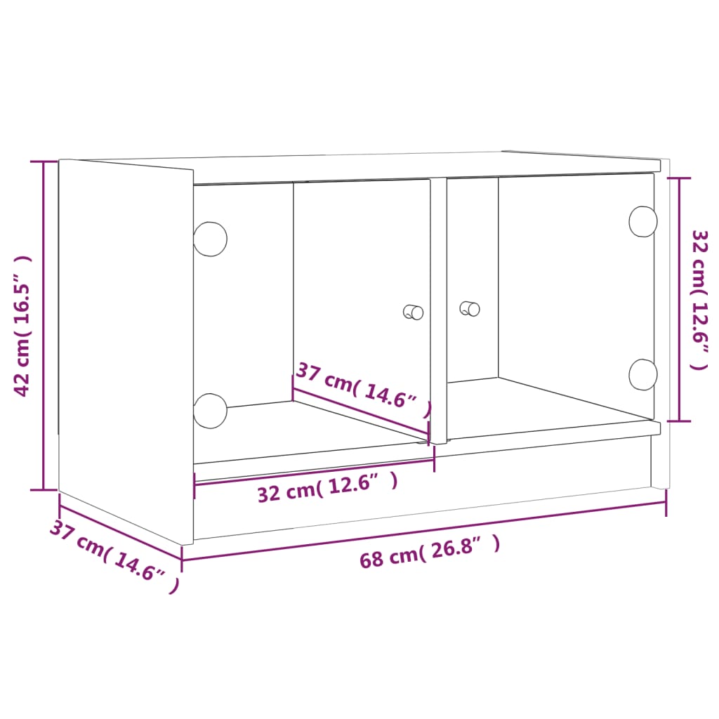 Meuble TV avec portes en verre gris béton 68x37x42 cm - XIOS