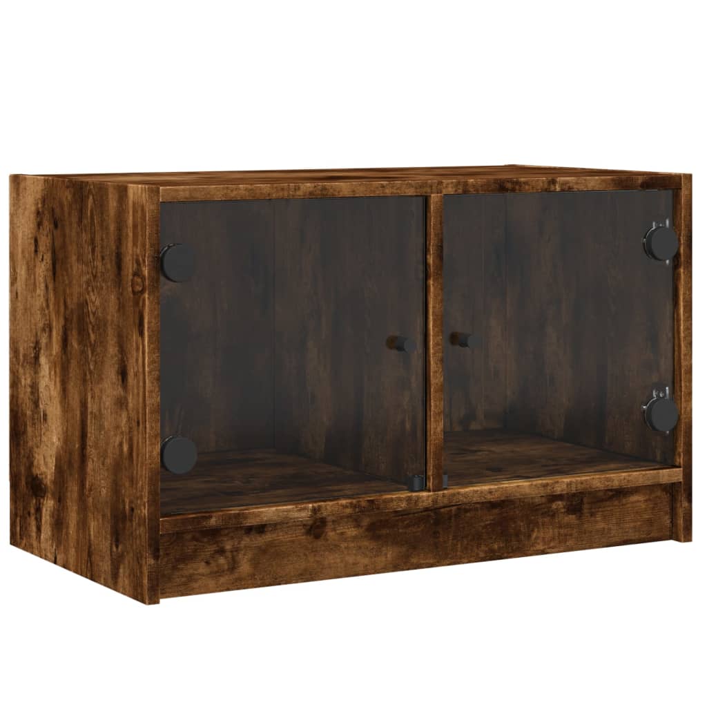 Meuble TV avec portes en verre chêne fumé 68x37x42 cm - XIOS