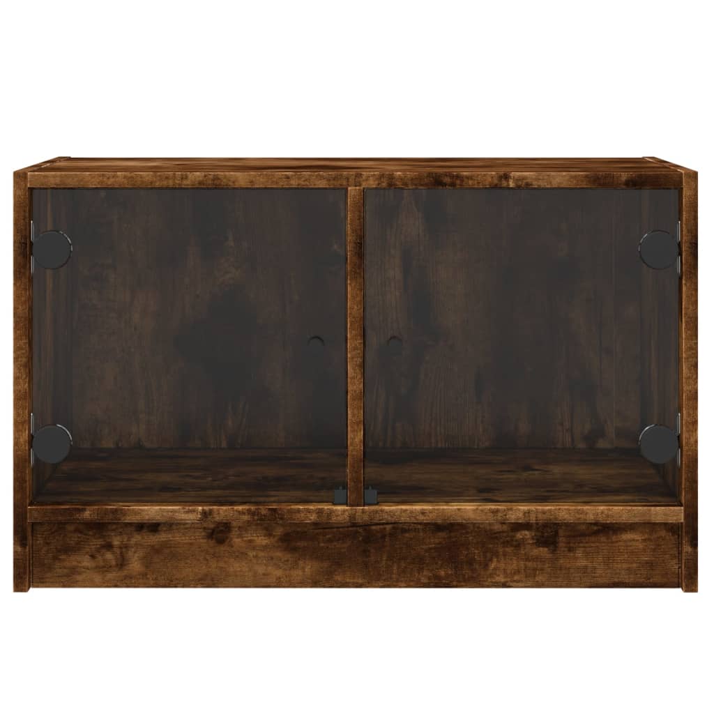 Meuble TV avec portes en verre chêne fumé 68x37x42 cm - XIOS