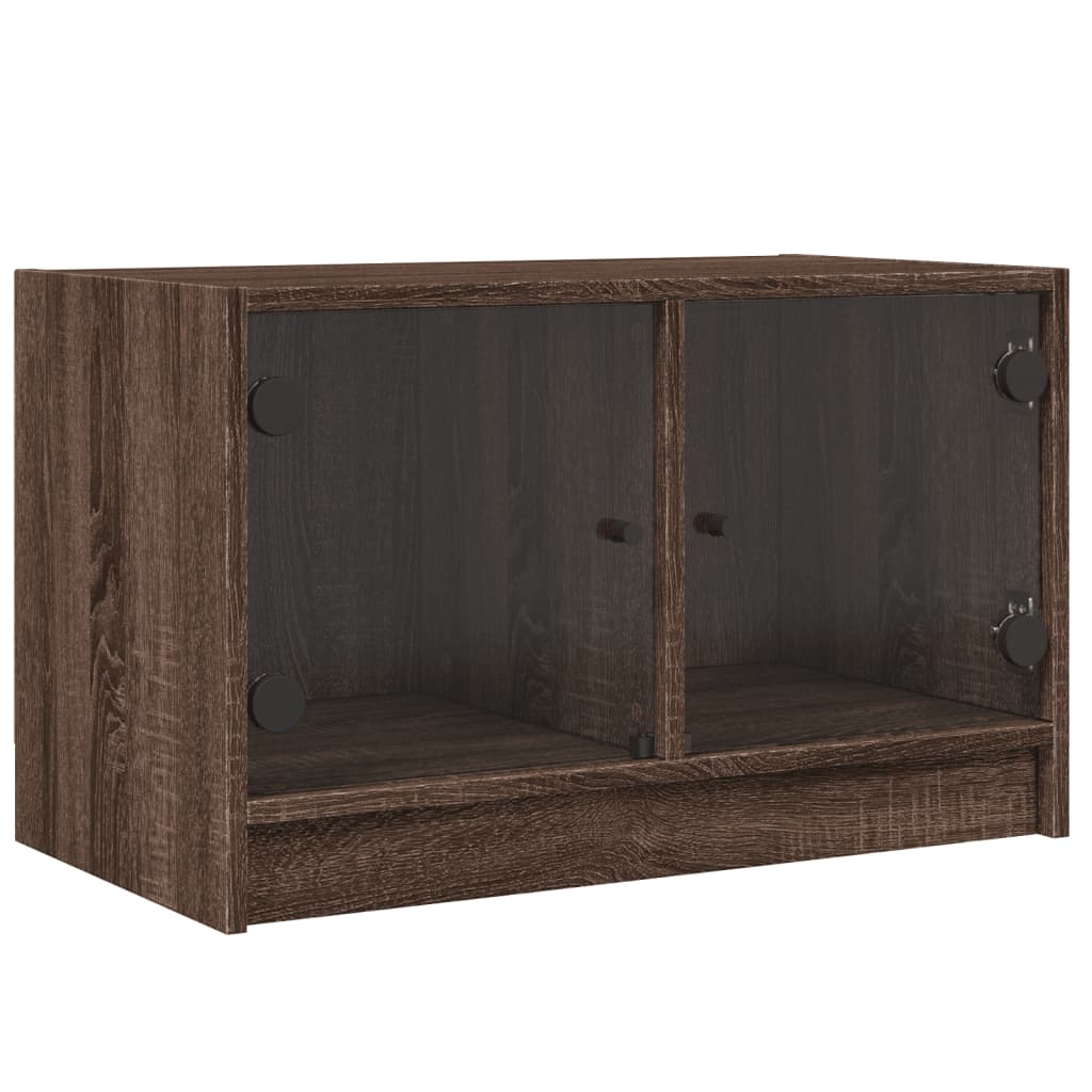Meuble TV avec portes en verre chêne marron 68x37x42 cm - XIOS