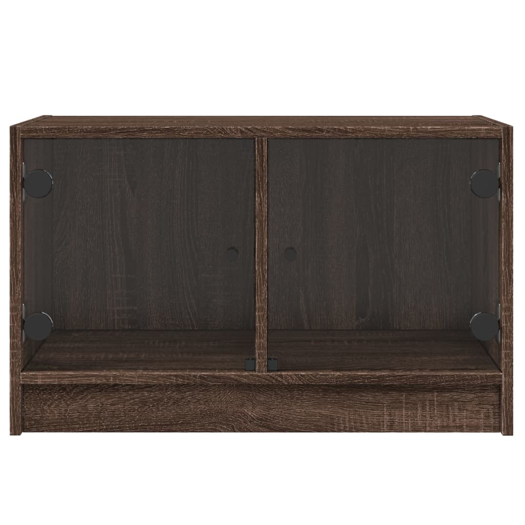 Meuble TV avec portes en verre chêne marron 68x37x42 cm - XIOS