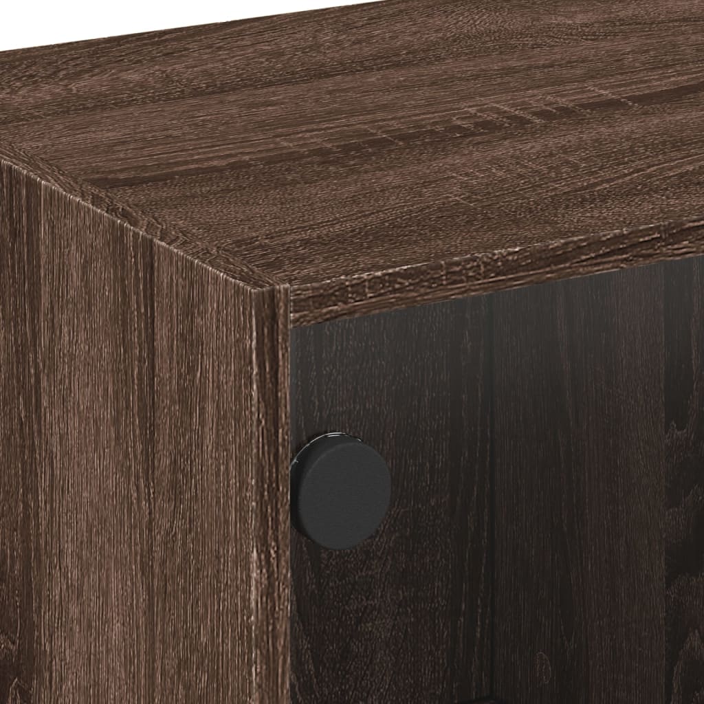 Meuble TV avec portes en verre chêne marron 68x37x42 cm - XIOS