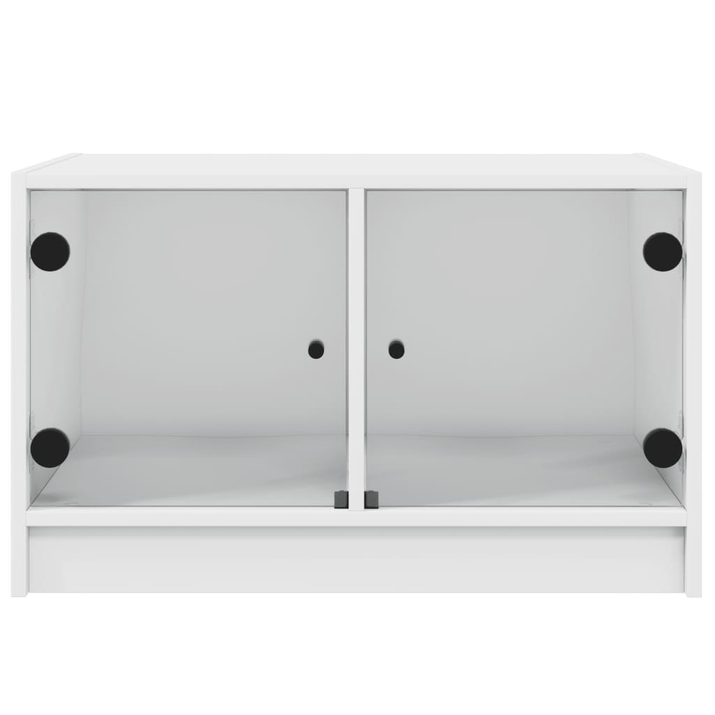 Table basse avec portes en verre blanc 68x50x42 cm - XIOS