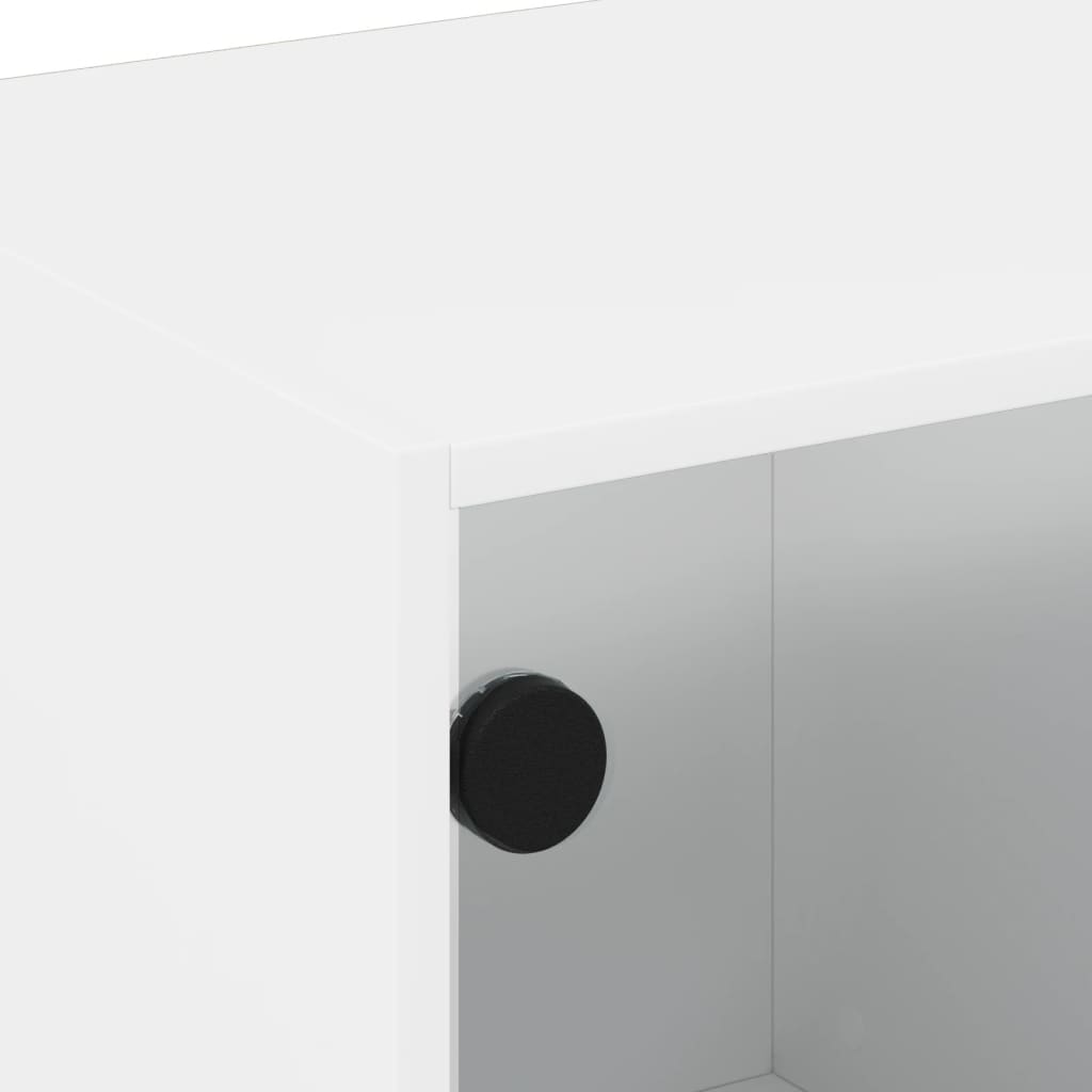 Table basse avec portes en verre blanc 68x50x42 cm - XIOS