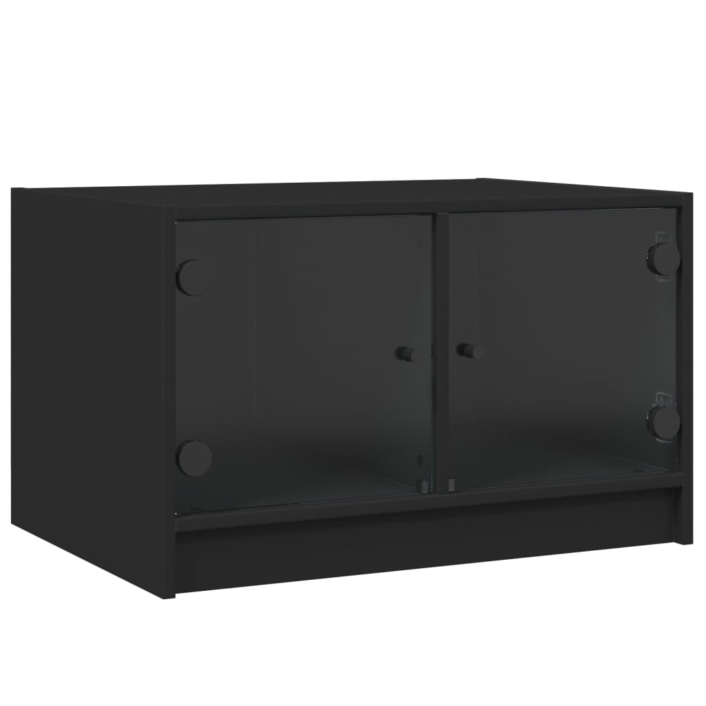 Table basse avec portes en verre noir 68x50x42 cm - XIOS
