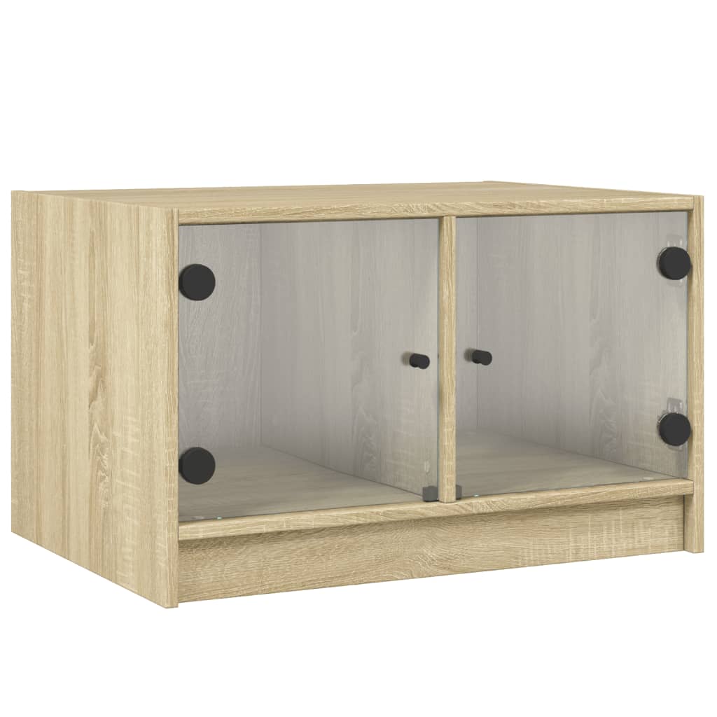 Table basse avec portes en verre chêne sonoma 68x50x42 cm - XIOS