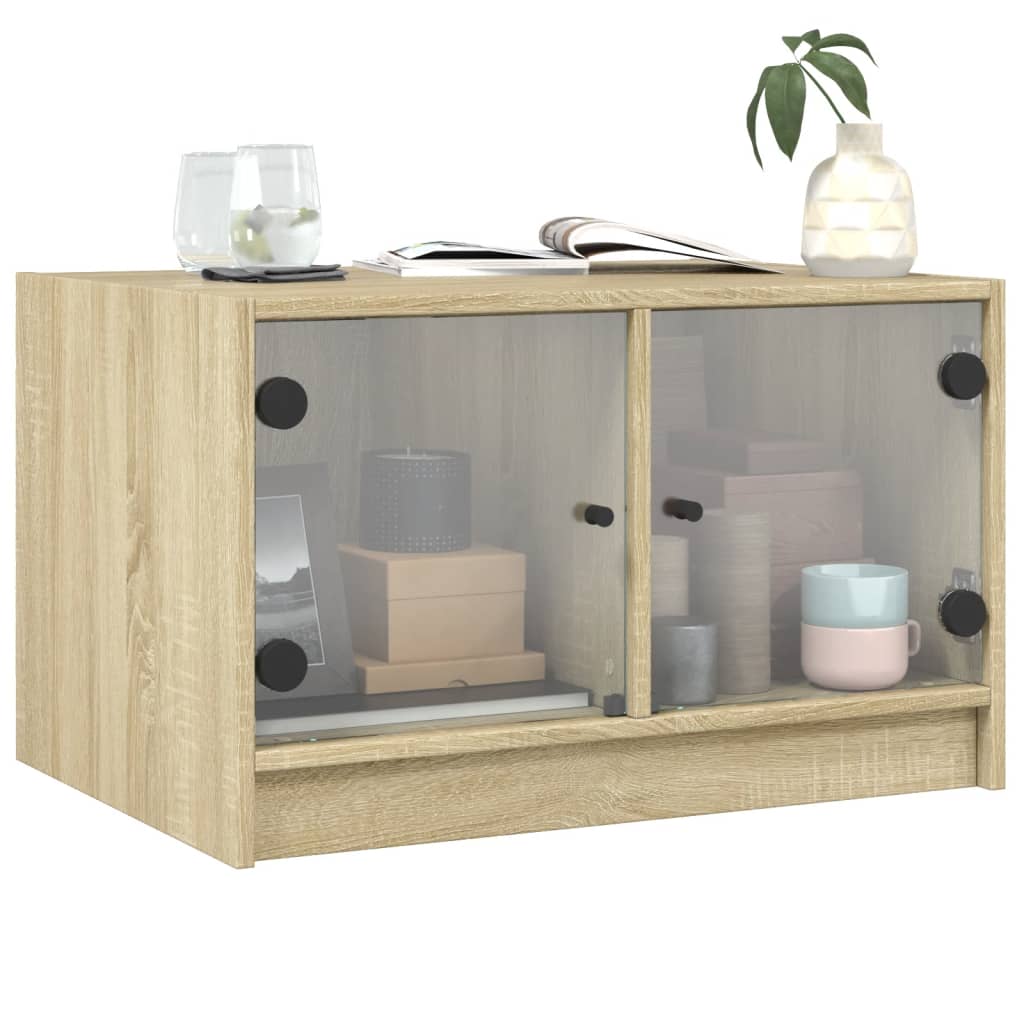 Table basse avec portes en verre chêne sonoma 68x50x42 cm - XIOS