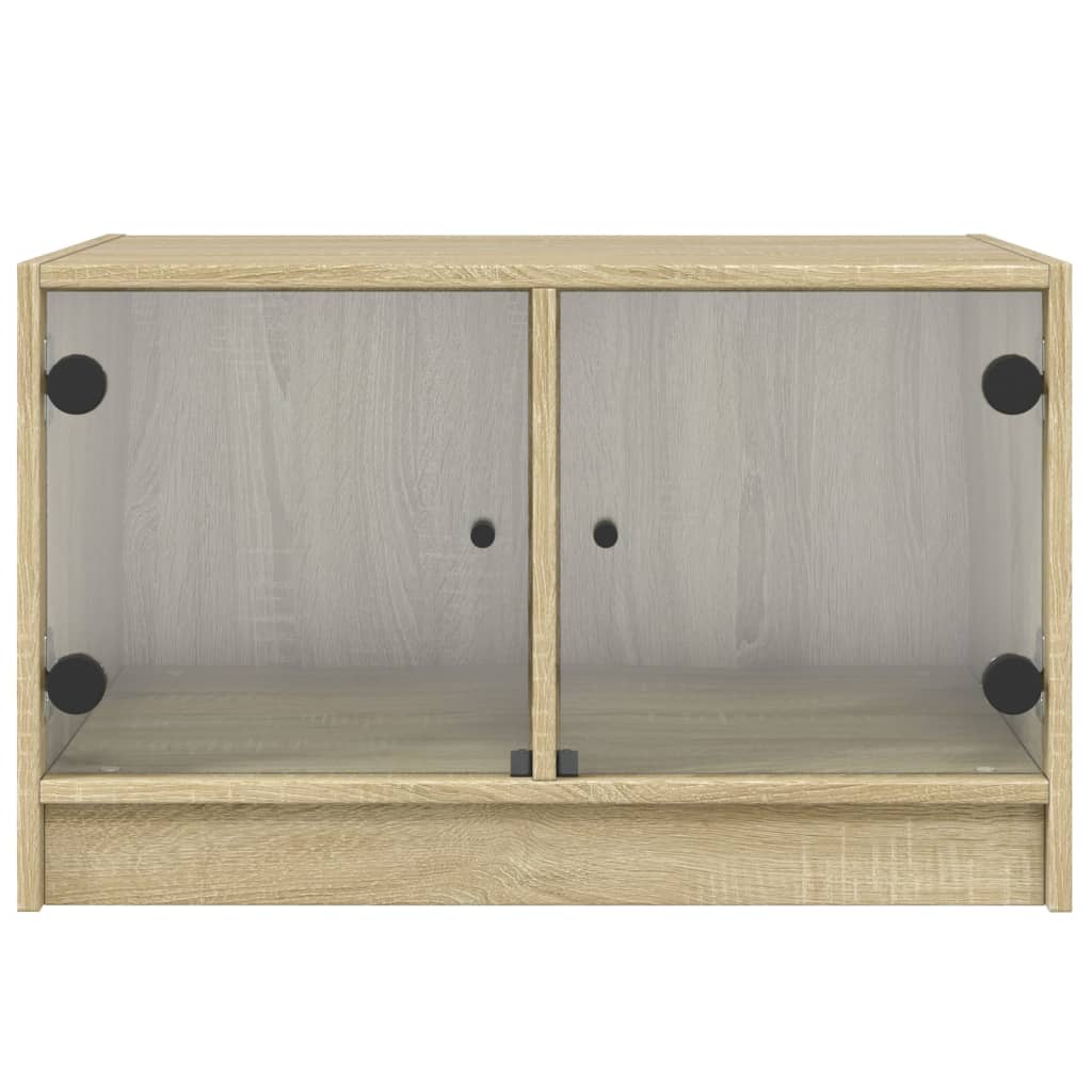 Table basse avec portes en verre chêne sonoma 68x50x42 cm - XIOS