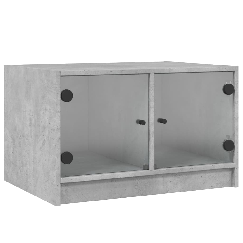 Table basse avec portes en verre gris béton 68x50x42 cm - XIOS