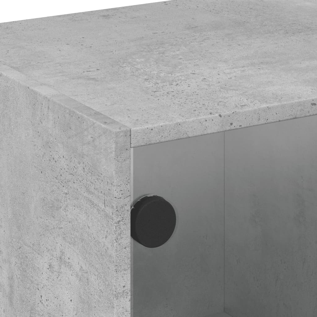 Table basse avec portes en verre gris béton 68x50x42 cm - XIOS