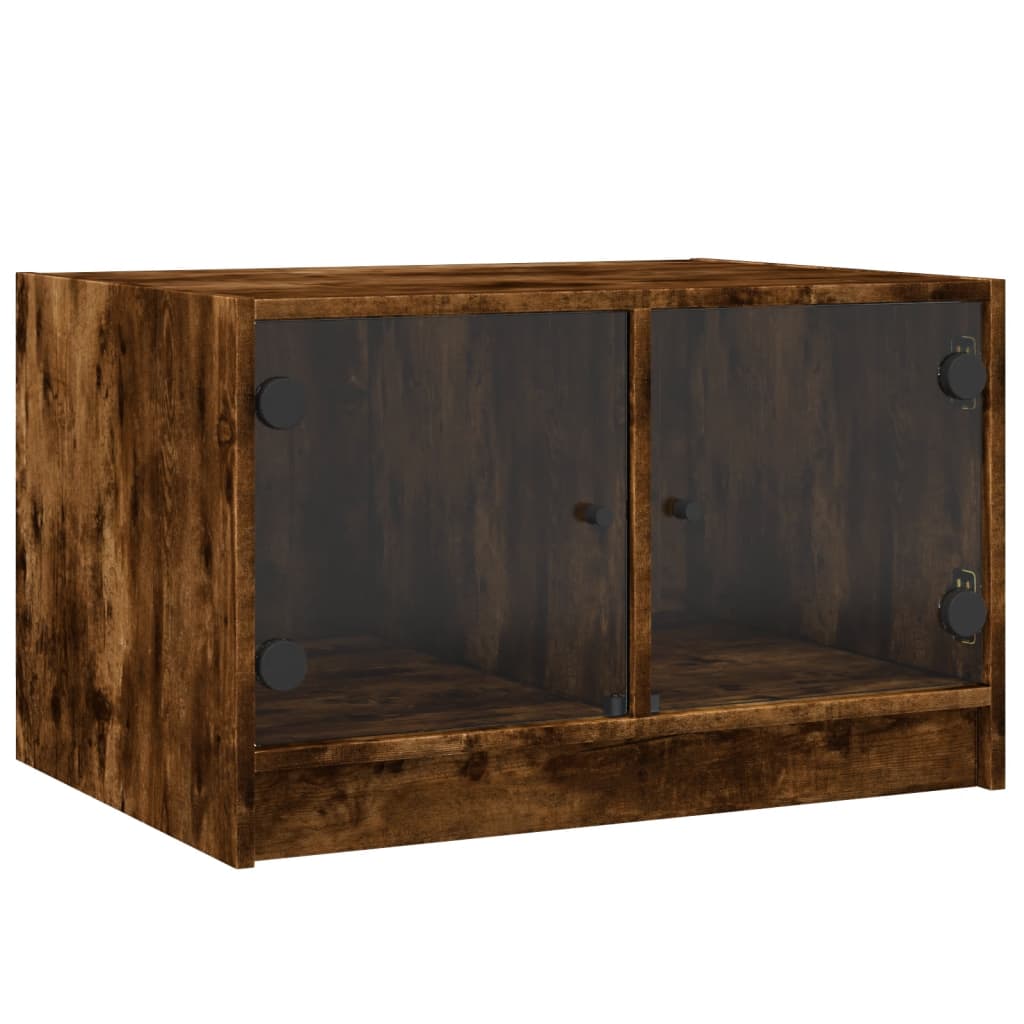 Table basse avec portes en verre chêne fumé 68x50x42 cm - XIOS