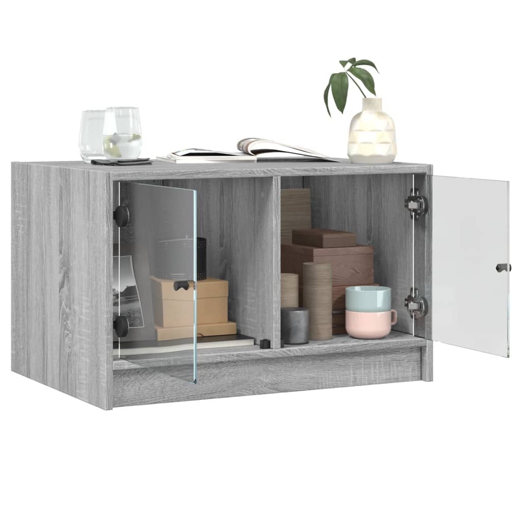 Table basse avec portes en verre sonoma gris 68x50x42 cm - XIOS