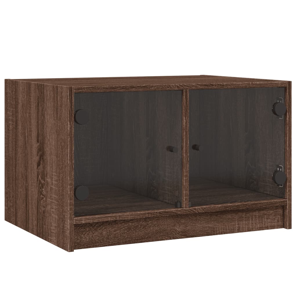 Table basse avec portes en verre chêne marron 68x50x42 cm - XIOS