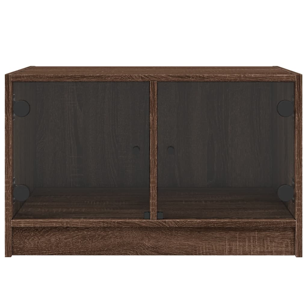 Table basse avec portes en verre chêne marron 68x50x42 cm - XIOS