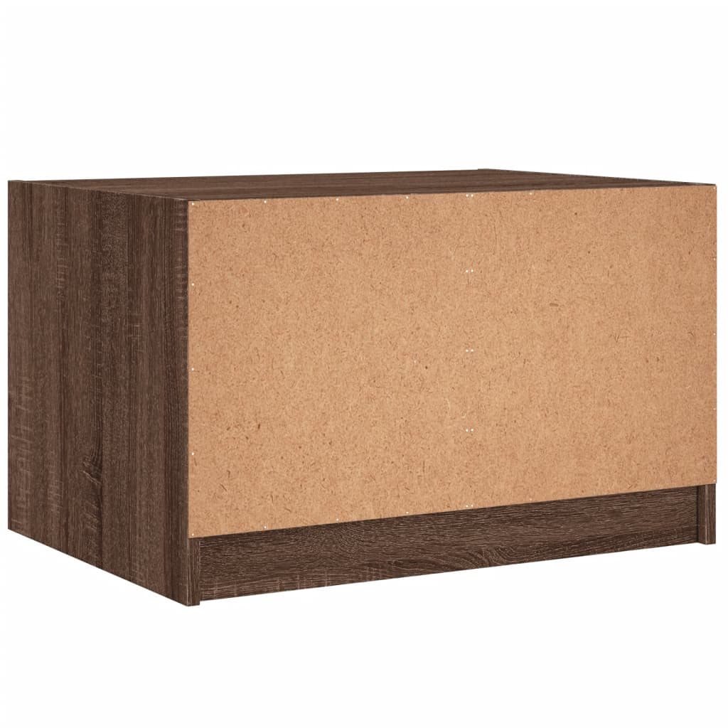 Table basse avec portes en verre chêne marron 68x50x42 cm - XIOS