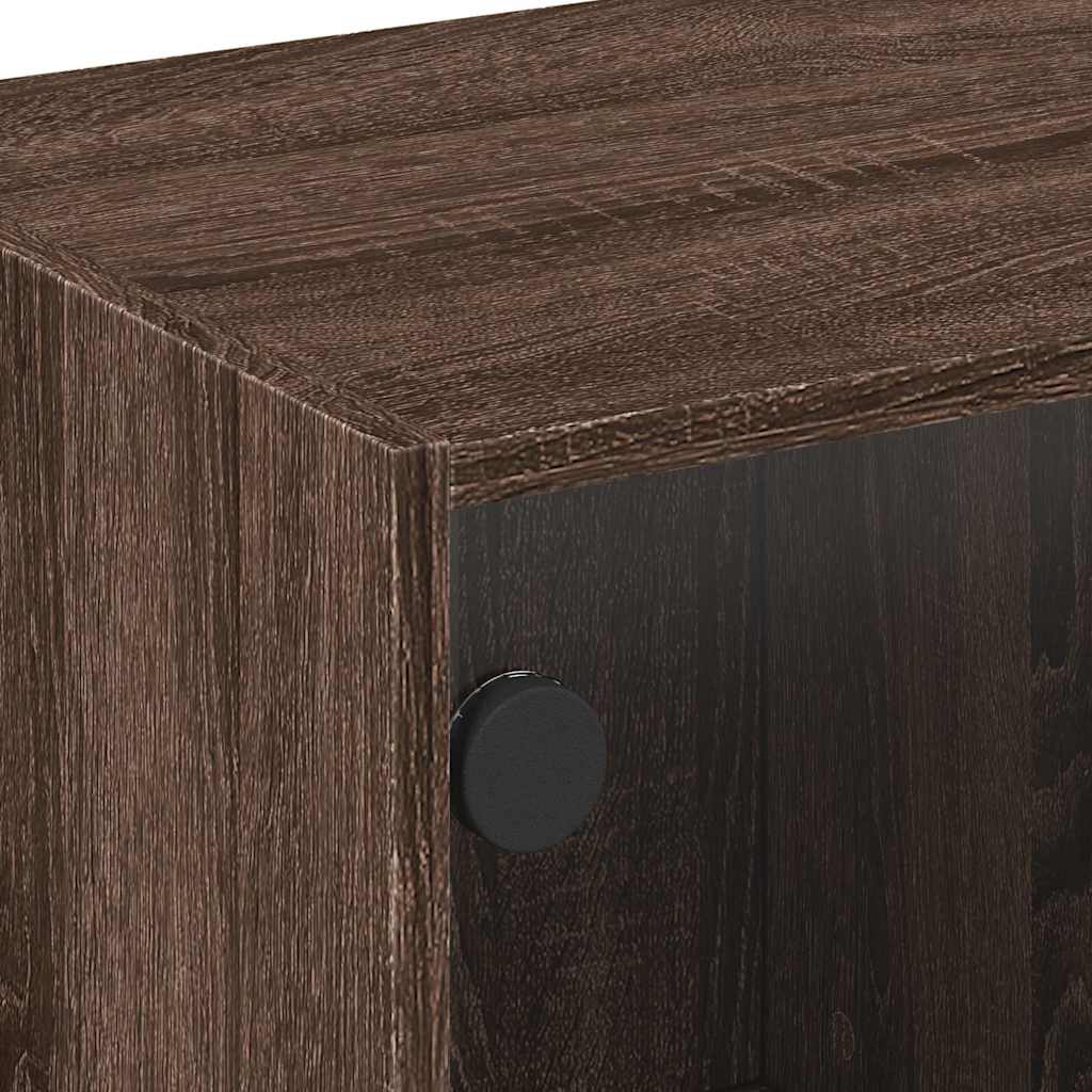 Table basse avec portes en verre chêne marron 68x50x42 cm - XIOS