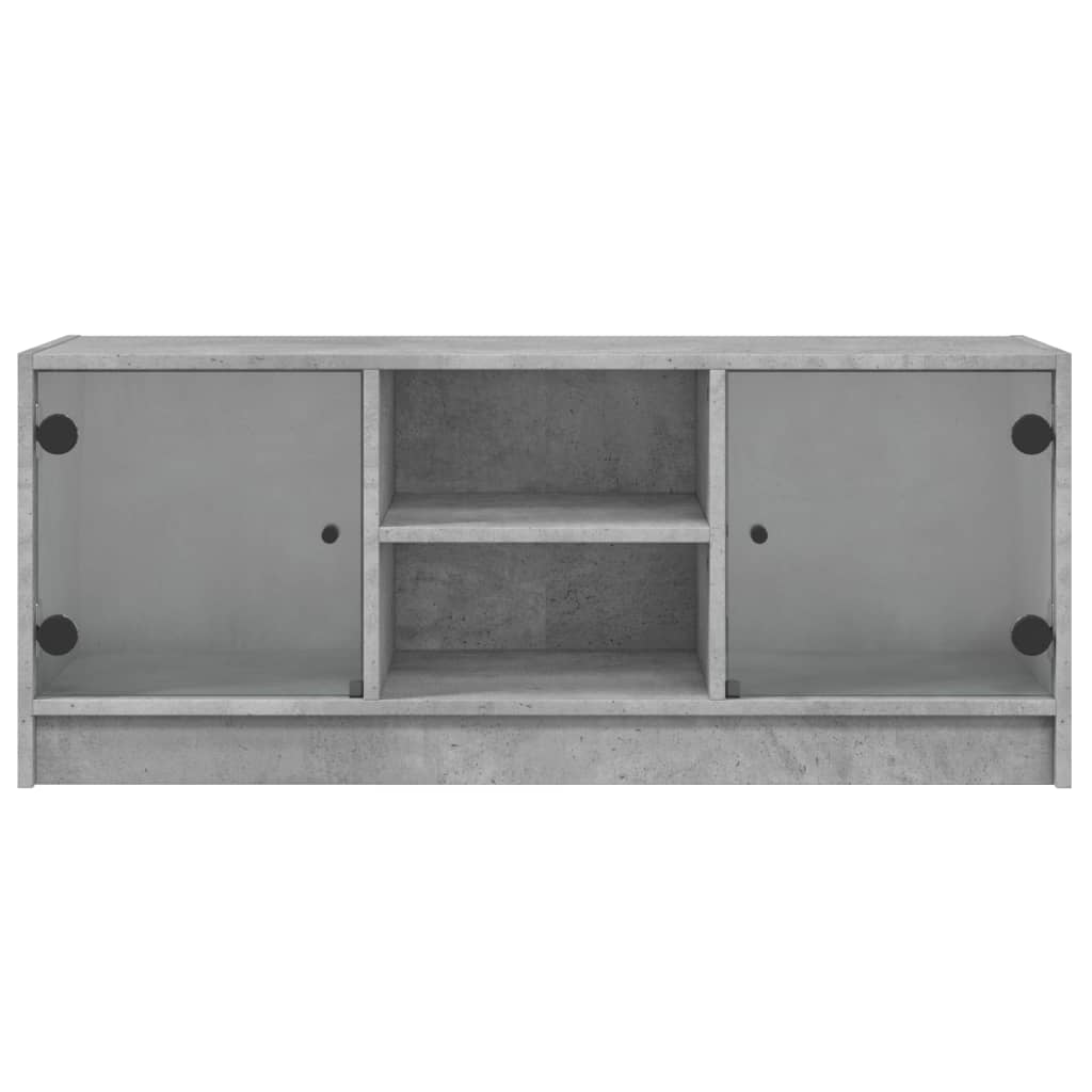 Meuble TV avec portes en verre gris béton 102x37x42 cm - XIOS
