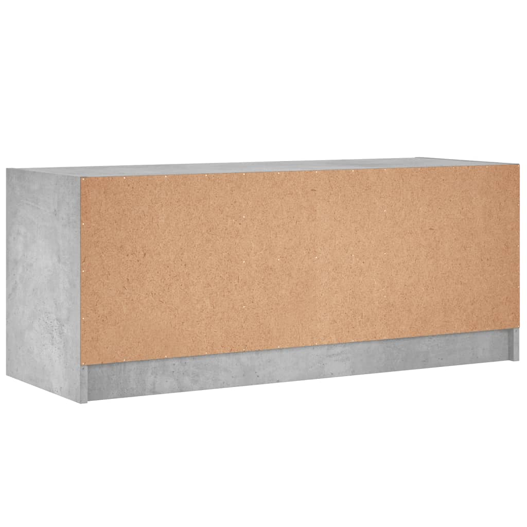 Meuble TV avec portes en verre gris béton 102x37x42 cm - XIOS