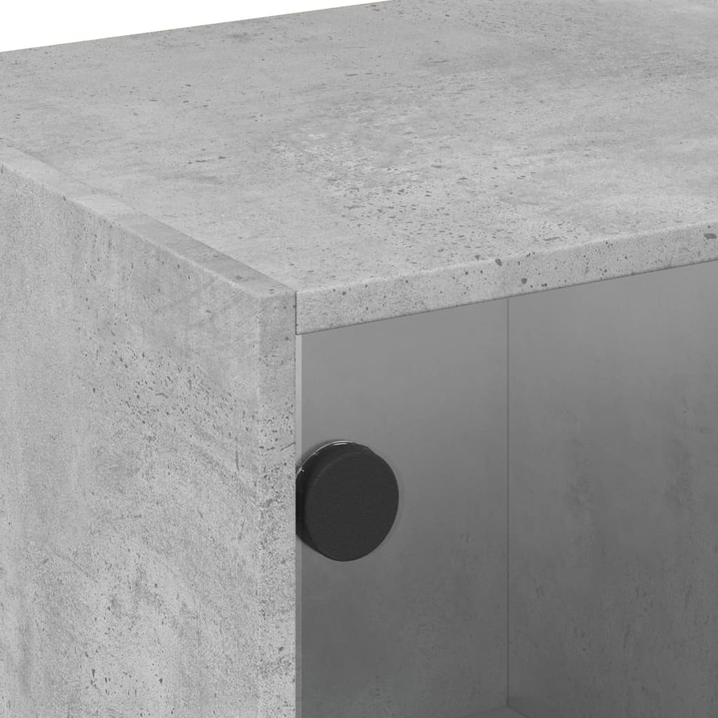 Meuble TV avec portes en verre gris béton 102x37x42 cm - XIOS