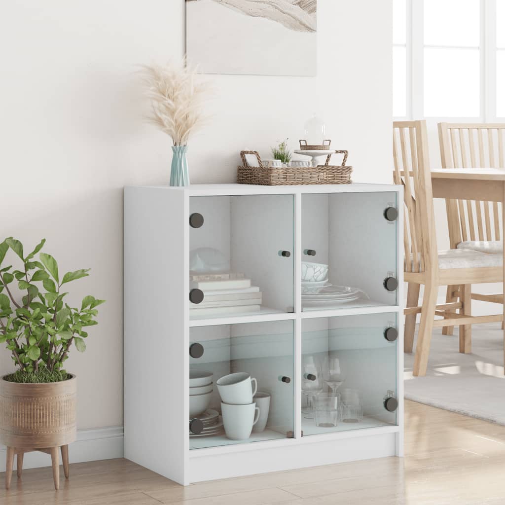 Armoire latérale avec portes en verre blanc 68x37x75,5 cm - XIOS