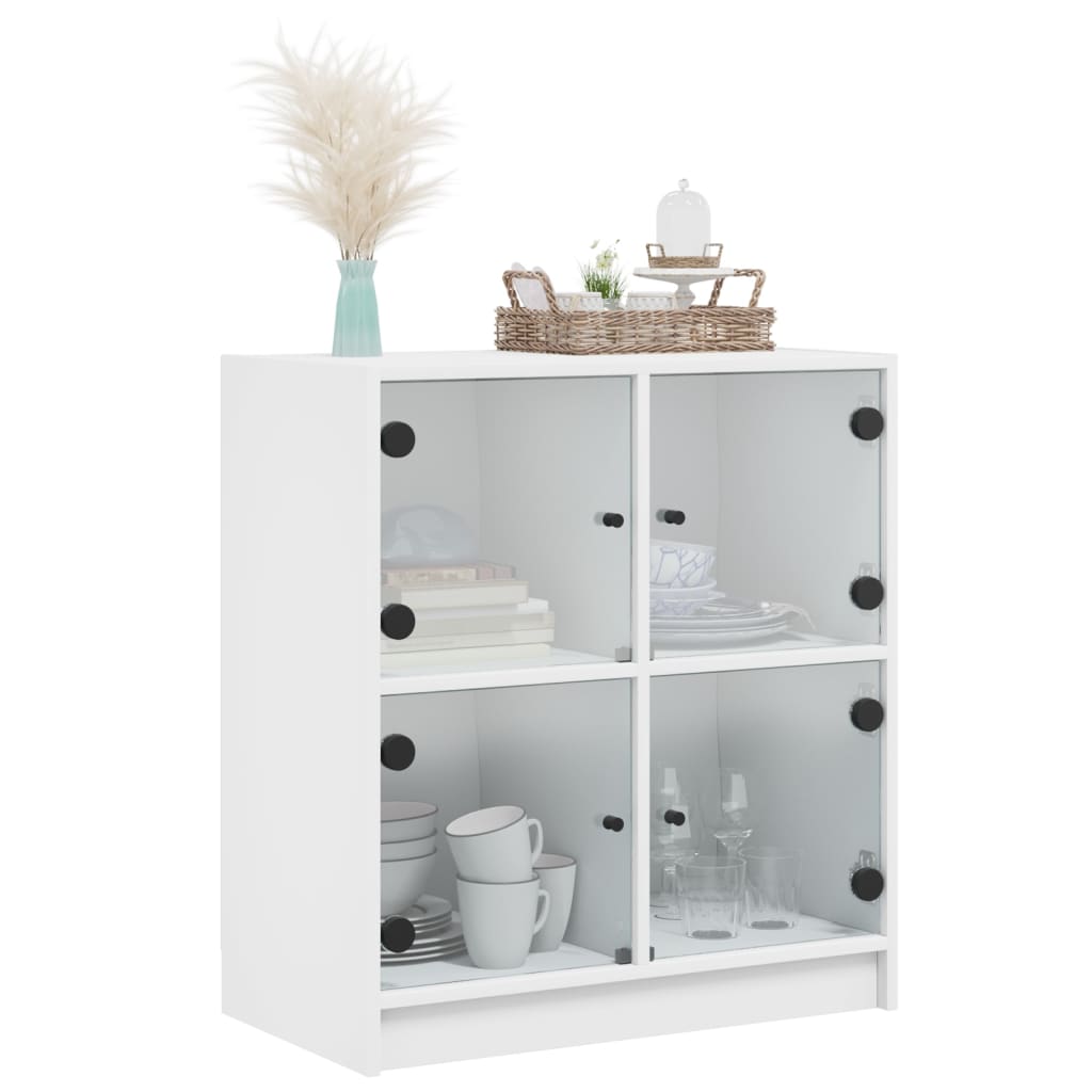 Armoire latérale avec portes en verre blanc 68x37x75,5 cm - XIOS