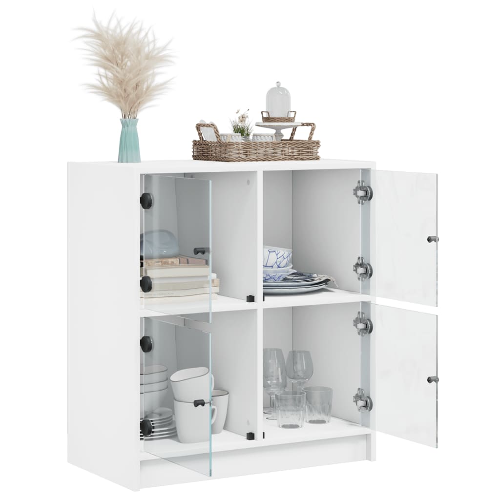 Armoire latérale avec portes en verre blanc 68x37x75,5 cm - XIOS