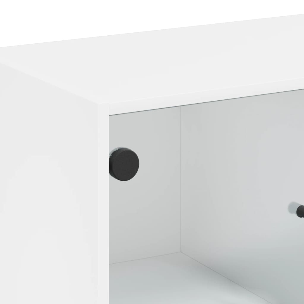 Armoire latérale avec portes en verre blanc 68x37x75,5 cm - XIOS