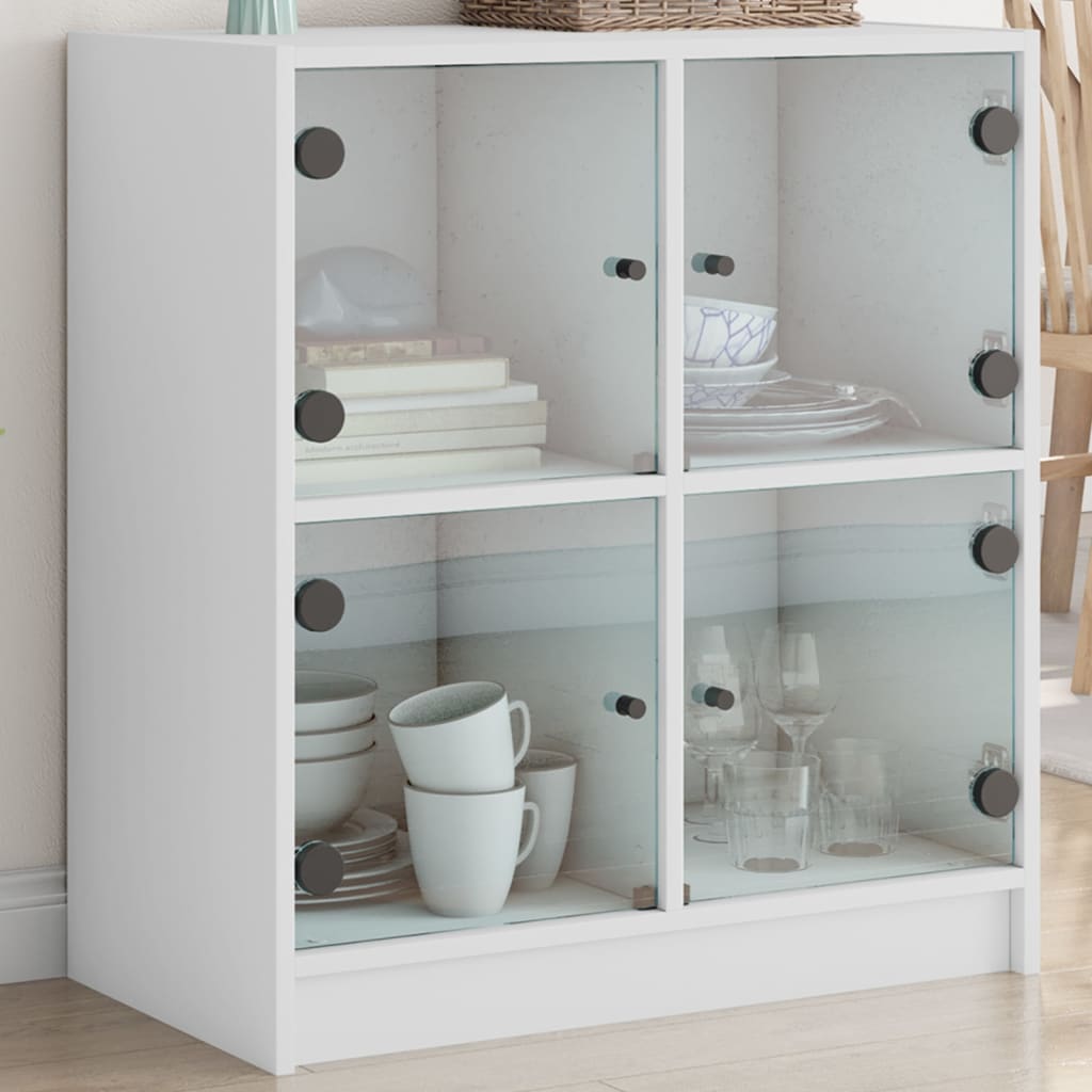 Armoire latérale avec portes en verre blanc 68x37x75,5 cm - XIOS