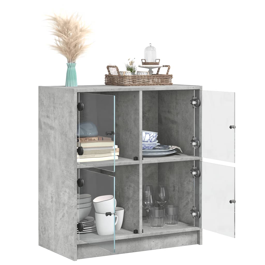 Armoire latérale avec portes en verre gris béton 68x37x75,5 cm - XIOS