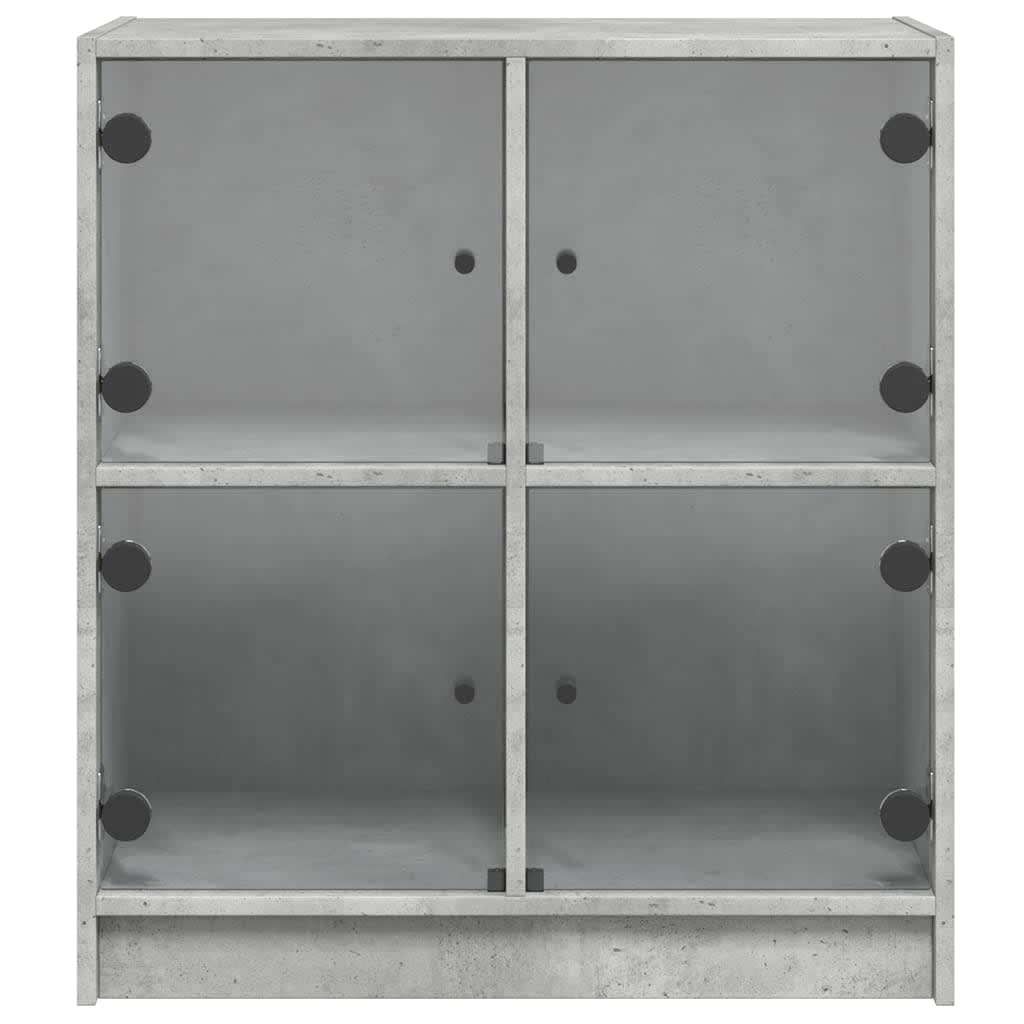 Armoire latérale avec portes en verre gris béton 68x37x75,5 cm - XIOS