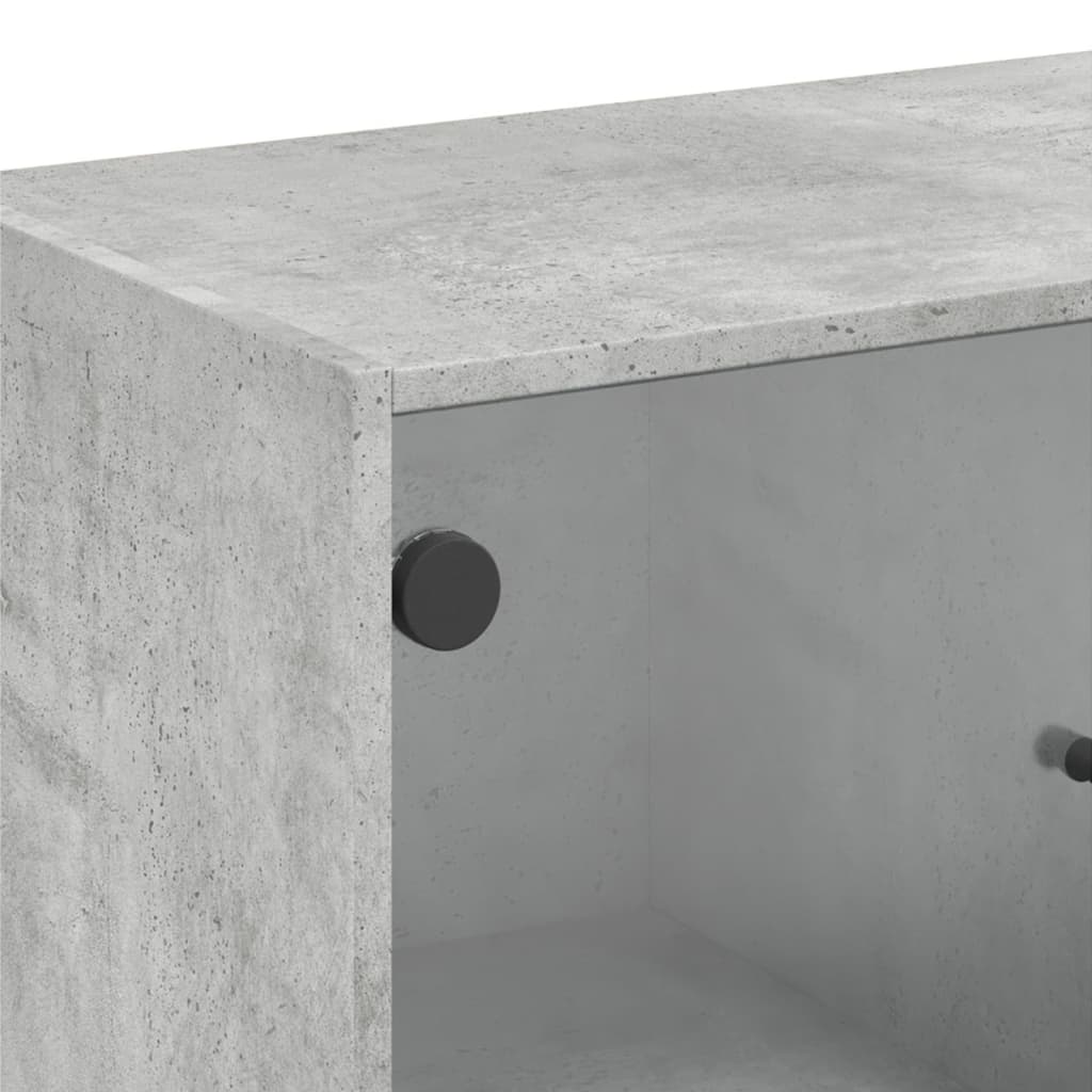 Armoire latérale avec portes en verre gris béton 68x37x75,5 cm - XIOS