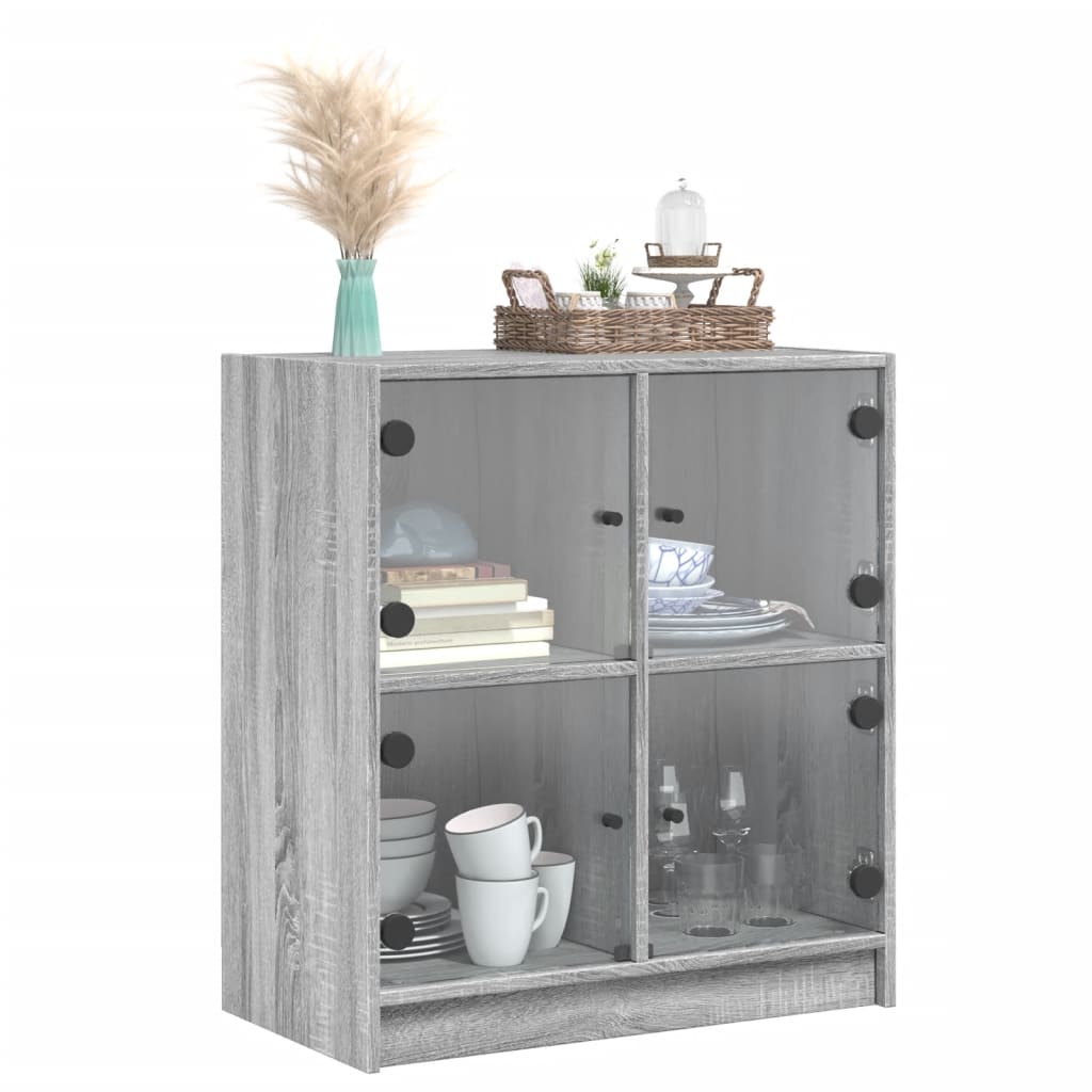 Armoire latérale avec portes en verre sonoma gris 68x37x75,5 cm - XIOS