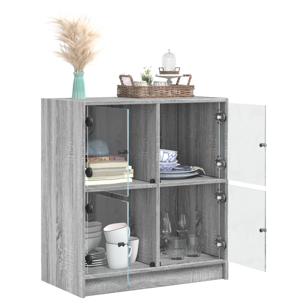 Armoire latérale avec portes en verre sonoma gris 68x37x75,5 cm - XIOS