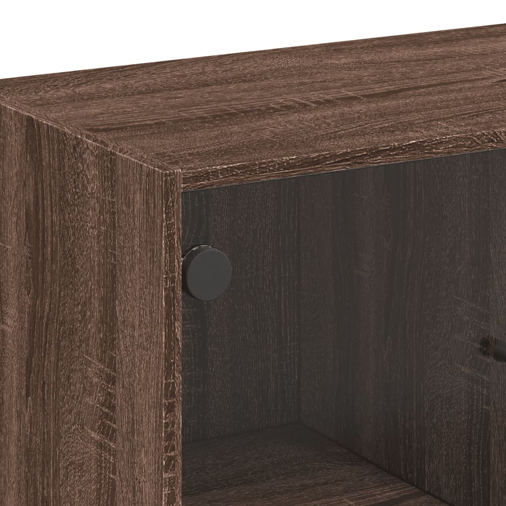 Armoire latérale avec portes en verre chêne marron 68x37x75,5cm - XIOS