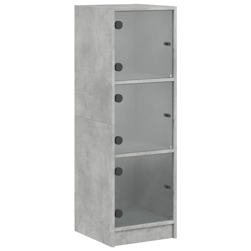 Buffet avec portes en verre gris béton 35x37x109 cm - XIOS