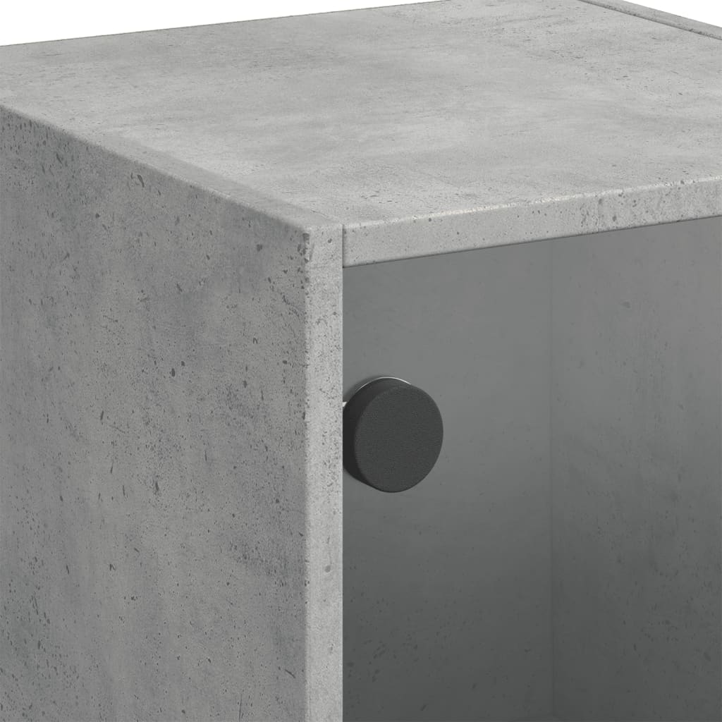 Buffet avec portes en verre gris béton 35x37x109 cm - XIOS