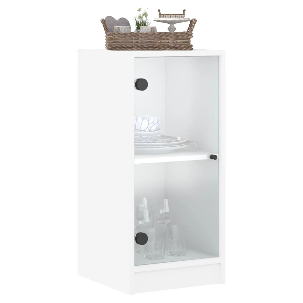 Armoire latérale avec portes en verre blanc 35x37x75,5 cm - XIOS