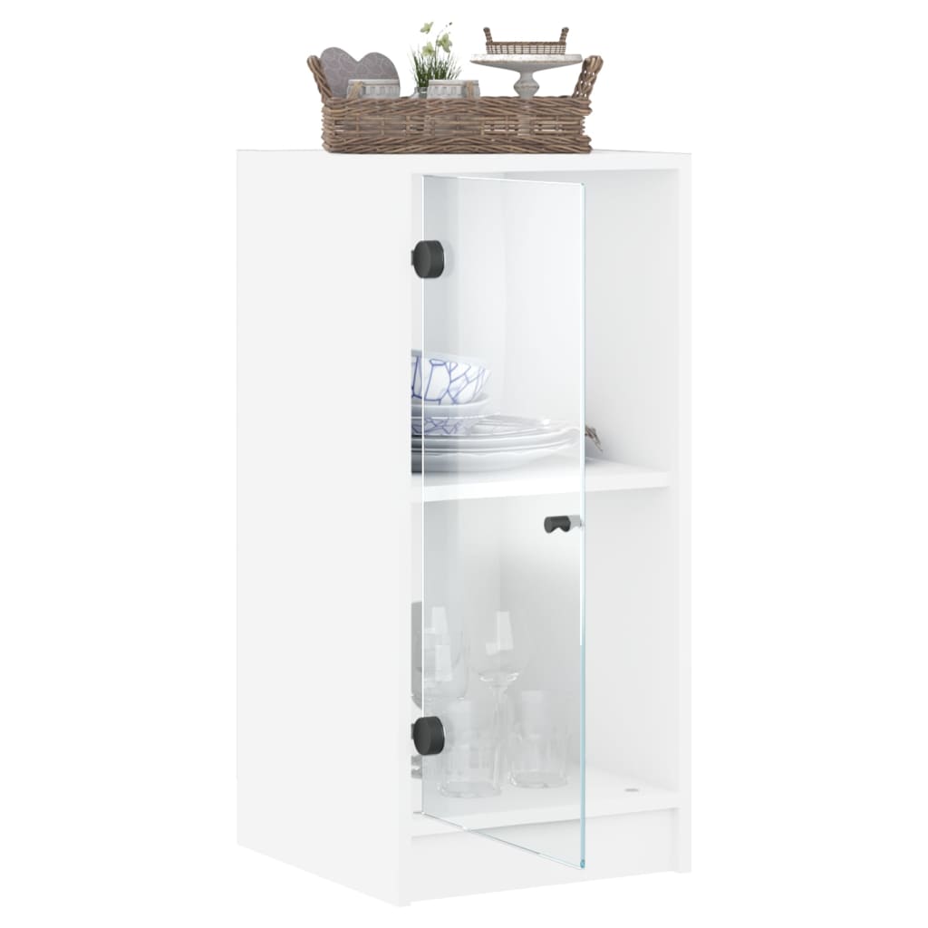 Armoire latérale avec portes en verre blanc 35x37x75,5 cm - XIOS
