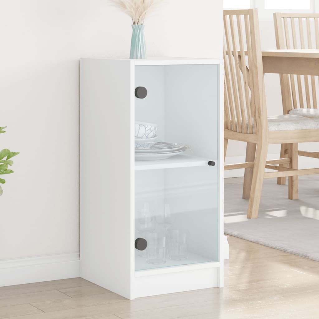 Armoire latérale avec portes en verre blanc 35x37x75,5 cm - XIOS